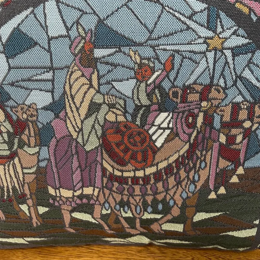 Christmas Throw Pillow Three Wise Men Mosaic Print